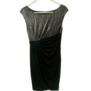 dressbarn Metallic Silver and Black Midi Dress